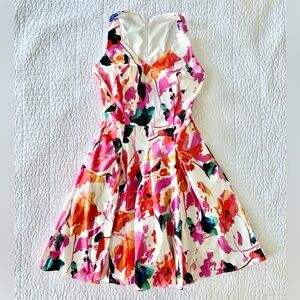 Lauren Ralph Lauren Floral Print Cotton Fit & Flare Dress - White, Pink - Size 2